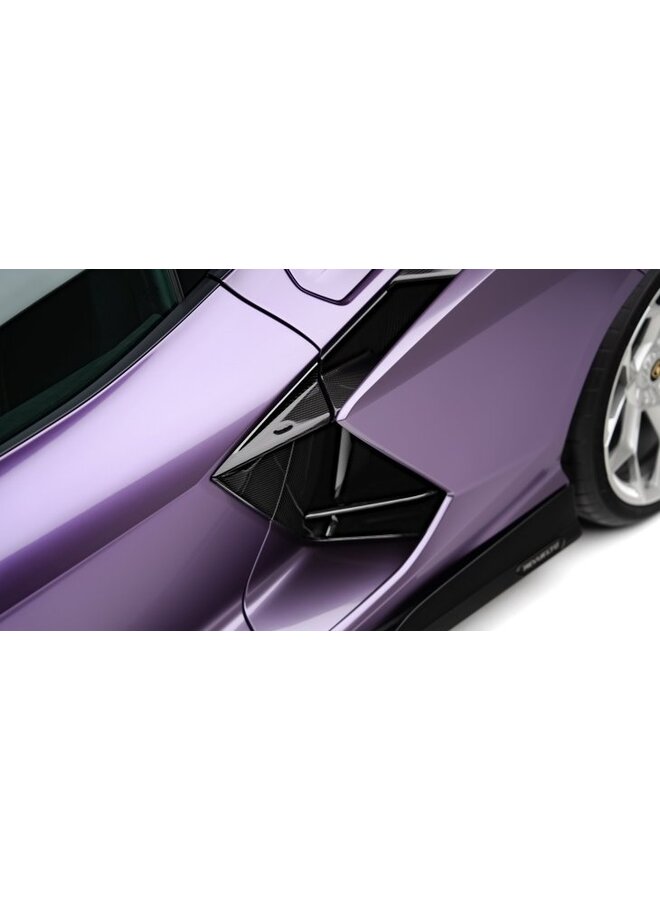 Isto diz respeito a um conjunto de entradas de ar laterais em fibra de carbono da Lamborghini Revuelto Novitec.