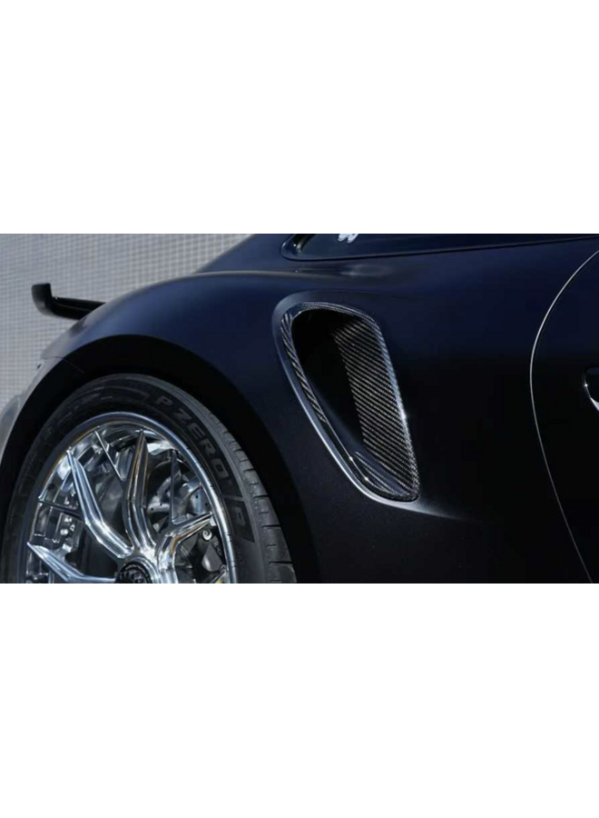 This is a set of Porsche 911 992 Turbo S | GT3 RS carbon side panel air intakes