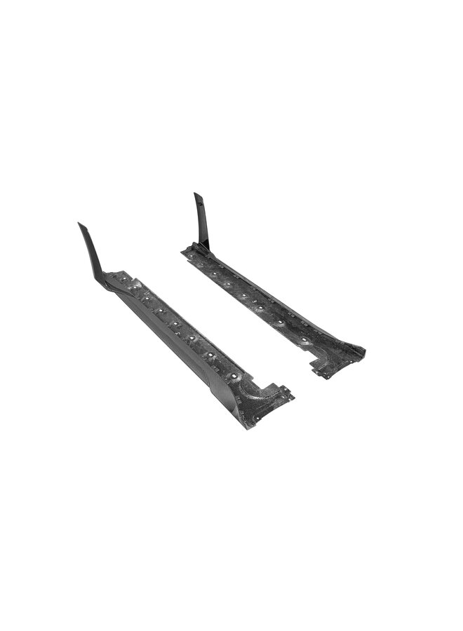 Este texto refere-se a um conjunto de saias laterais em fibra de carbono para o Porsche 911 992 GT3 RS.