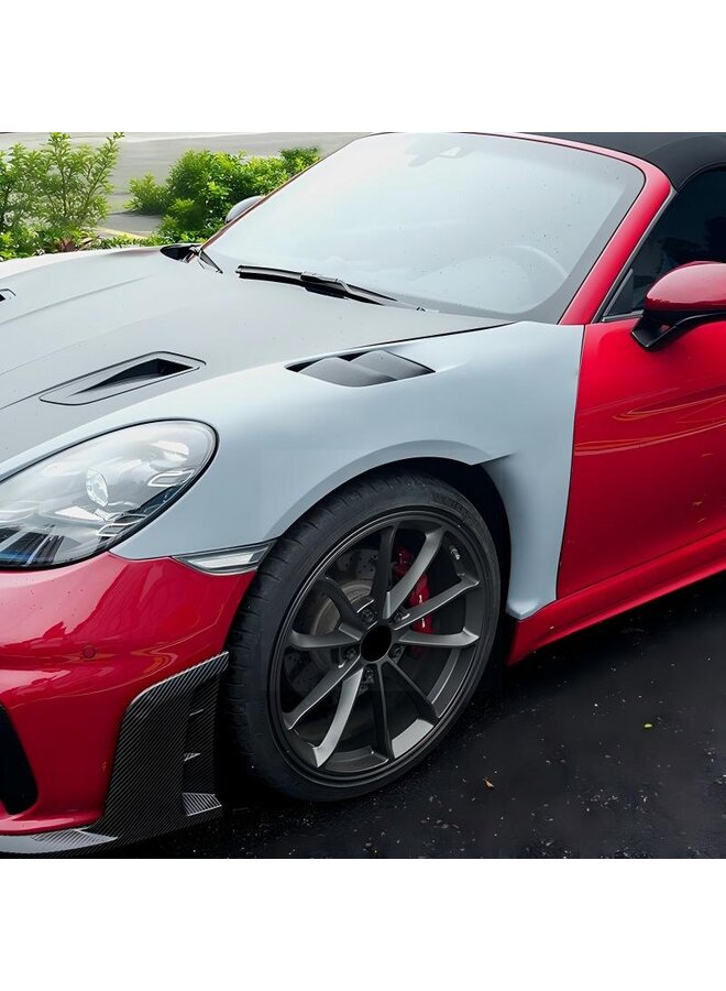 Guardabarros laterales estilo Porsche 718 GT4RS con rejillas de carbono: mejora completa para el 982.