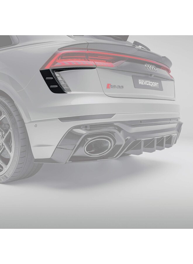 Parachoques trasero con aletas de carbono Revozport para Audi RSQ8