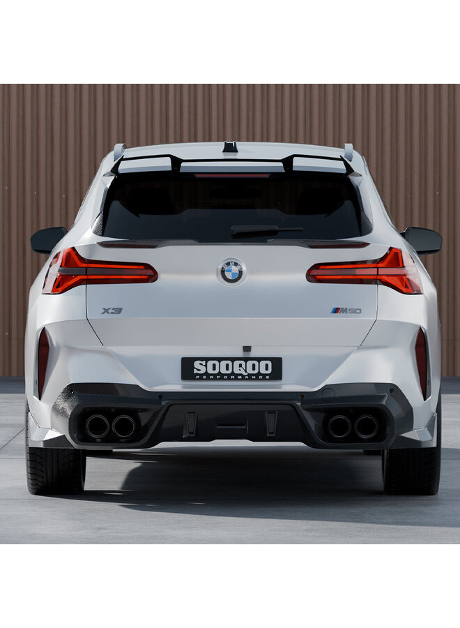 BMW X3 G45 carbon achterspoiler lip - SooQoo - Hoogglans carbon