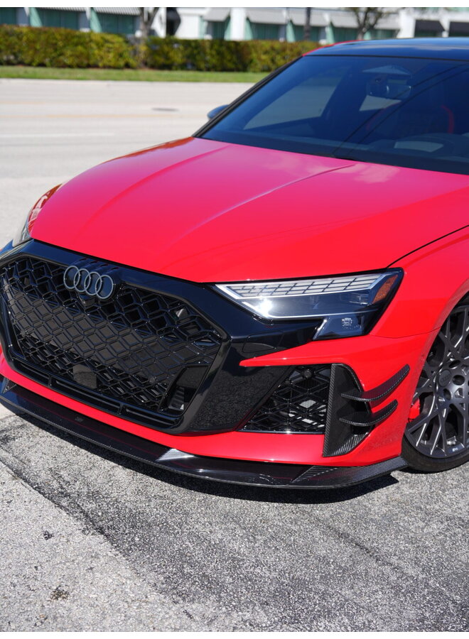 Audi RS3 8Y restylée (2025+) inserts de pare-chocs avant carbone avec canards