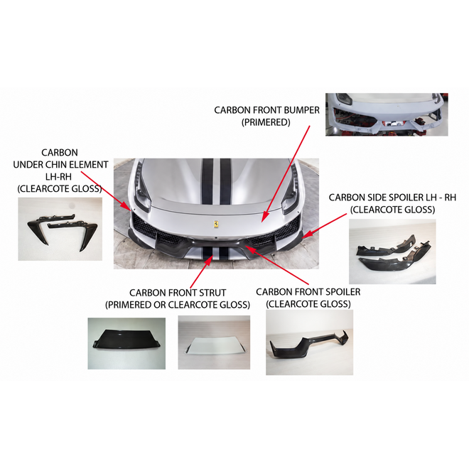 Ferrari 488 Pista / Pista Spider carbon voorbumper