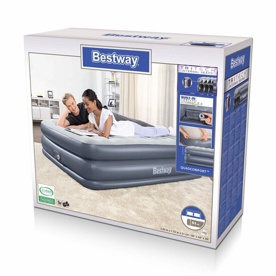 Bestway Tritech luchtbed quadcomfort 51 cm queen - 2 persoons