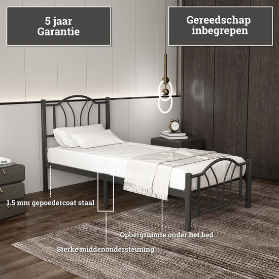 AirSleeperz®  metalen bedframe Esmee White 140x200 cm - 2 persoons