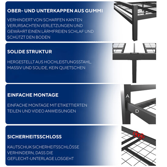 AirSleeperz®  metalen bedframe Job Black 140x200 cm - 2 persoons