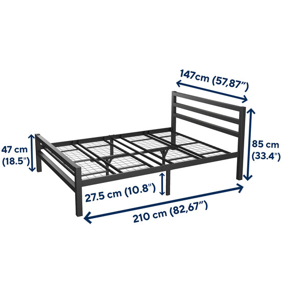 AirSleeperz®  metalen bedframe Job Black 140x200 cm - 2 persoons