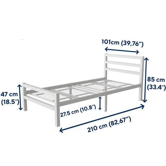 AirSleeperz®  metalen bedframe Job White 90x200 cm - 1 persoons