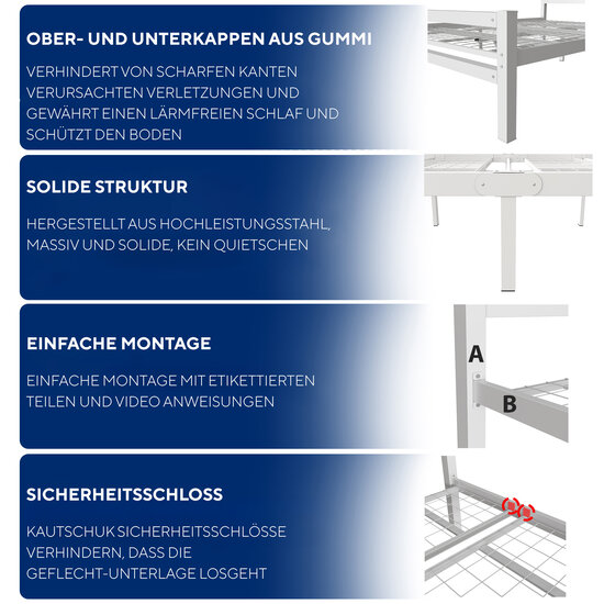 AirSleeperz®  metalen bedframe Job White 140x200 cm - 2 persoons