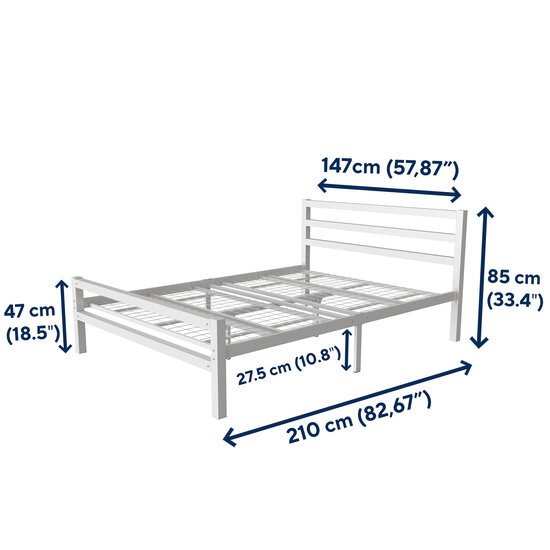 AirSleeperz®  metalen bedframe Job White 140x200 cm - 2 persoons