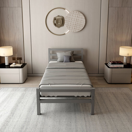 AirSleeperz®  metalen bedframe Job Grey 90x200 cm - 1 persoons