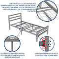 AirSleeperz®  metalen bedframe Job Grey 90x200 cm - 1 persoons