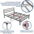 AirSleeperz®  metalen bedframe Job Grey 140x200 cm - 2 persoons