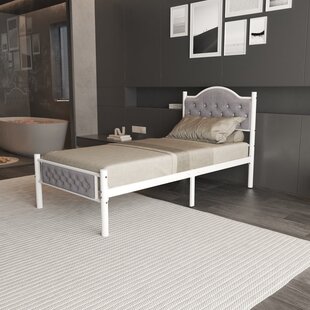 metalen bedframe Teun White/Grey 90x200 cm - 1 persoons