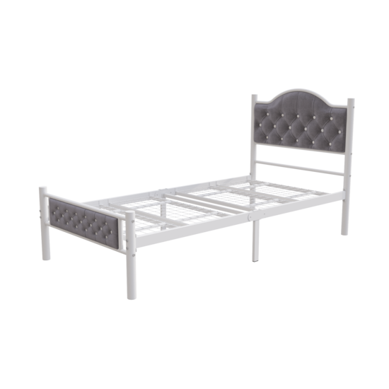 AirSleeperz®  metalen bedframe Teun White/Grey 90x200 cm - 1 persoons