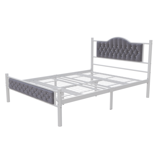 AirSleeperz®  metalen bedframe Teun White/Grey 140x200 cm - 2 persoons