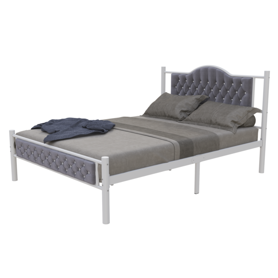 AirSleeperz®  metalen bedframe Teun White/Grey 140x200 cm - 2 persoons