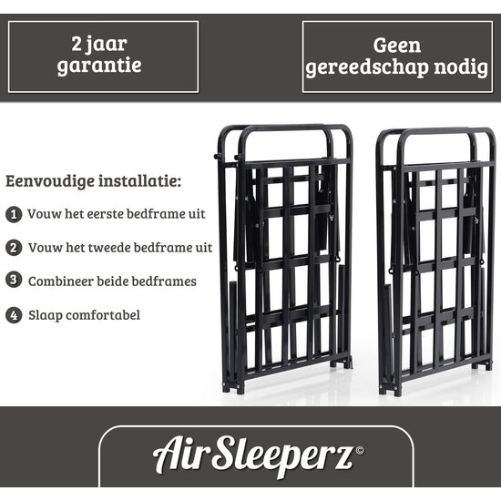 AirSleeperz®  opvouwbaar bed Joost Premium Black 140x200 cm - 2 persoons