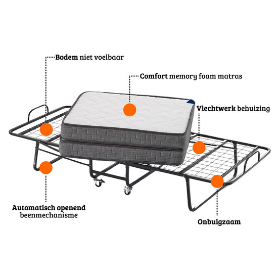 AirSleeperz®  opvouwbaar bed Merel 80x200 cm - 1 persoons