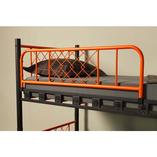 AirSleeperz®  metalen stapelbed Levi Black/Orange 90x200x175 cm