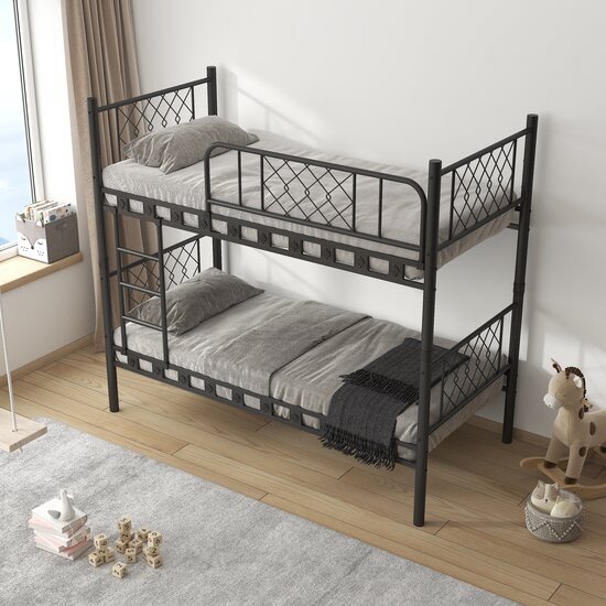 AirSleeperz®  metalen stapelbed Levi Black 90x200x175 cm