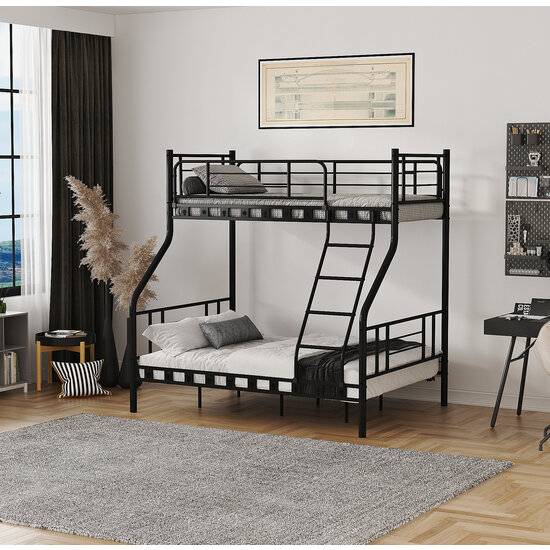 AirSleeperz®  metalen stapelbed Bram Black 140x200x198 cm