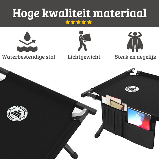 AirSleeperz®  opvouwbaar campingbed heavy duty Black 62x190 cm - 1 persoons