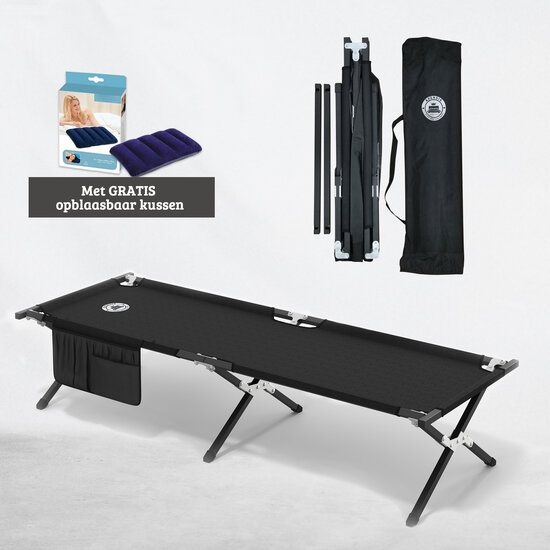 AirSleeperz®  opvouwbaar campingbed heavy duty Black 62x190 cm - 1 persoons