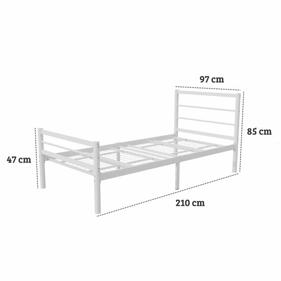 AirSleeperz®  metalen bedframe Sara White 90x200 cm - 1 persoons