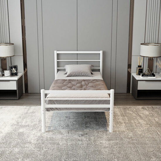 AirSleeperz®  metalen bedframe Sara White 90x200 cm - 1 persoons