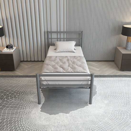 AirSleeperz®  metalen bedframe Sara Grey 90x200 cm - 1 persoons