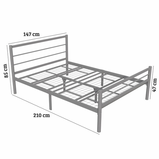 AirSleeperz®  metalen bedframe Sara Black 140x200 cm - 2 persoons