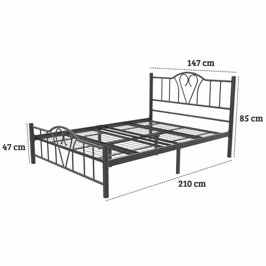 AirSleeperz®  metalen bedframe Eva Black 140x200 cm - 2 persoons
