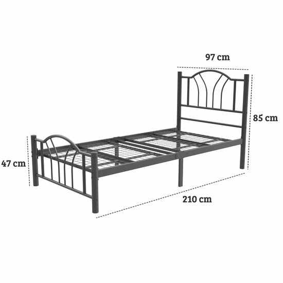 AirSleeperz®  metalen bedframe Esmee Black 90x200 cm - 1 persoons