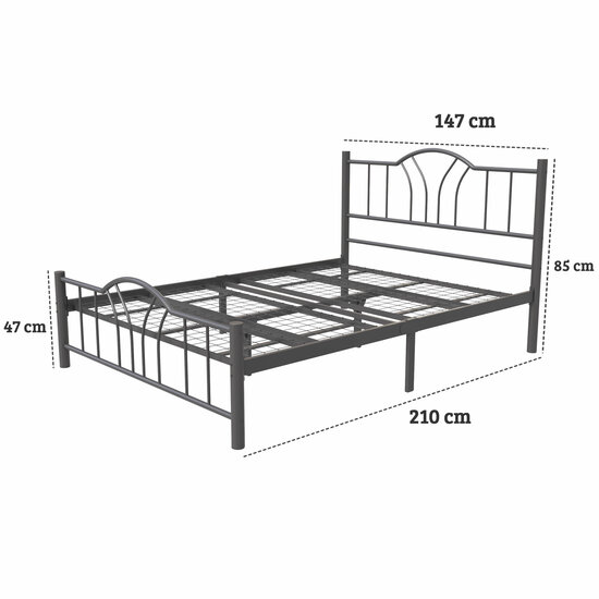 AirSleeperz®  metalen bedframe Esmee Black 140x200 cm - 2 persoons