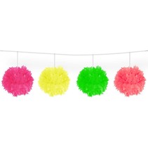 Meerkleurige Neon slinger pompom - 3 meter