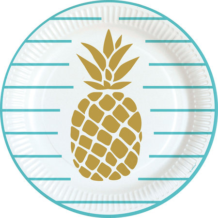 Feestbordjes Ananas Goud - 8 Stuks