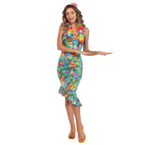 Kostuum Hawaii Blauw Dames