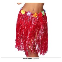 Hawaii Rokje Rood Met Bloemen 50 cm