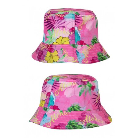 Vissershoedje Hawaii Print Roze