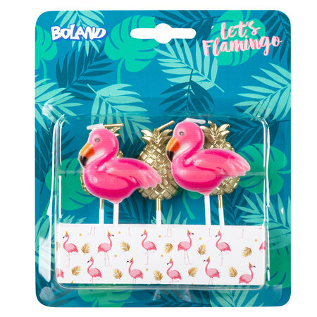 Kaarsjes Flamingo/ananas (5st)