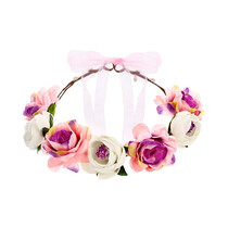 Haarband Bloemen Roze/Wit Luxe