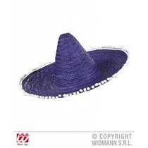 Sombrero paars/blauw 50cm met pompons