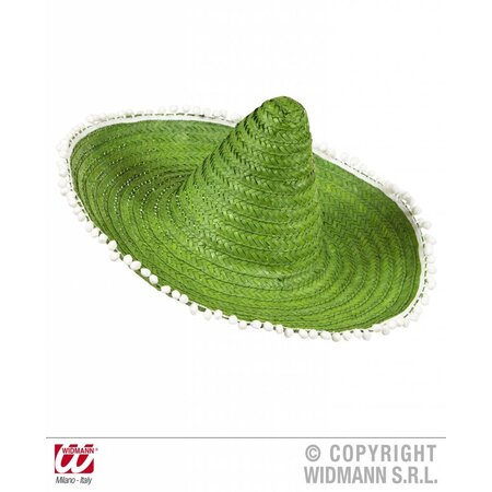 Sombrero groen 50cm met pompons