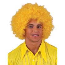 Pruik Afro geel