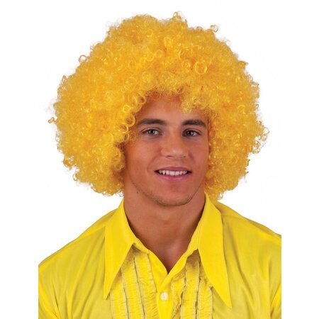 Pruik Afro geel