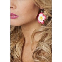 Oorbellen Hawaiibloem neon pink