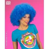 Pruik Afro blauw extra krul elite