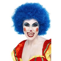 Pruik Afro Clown blauw